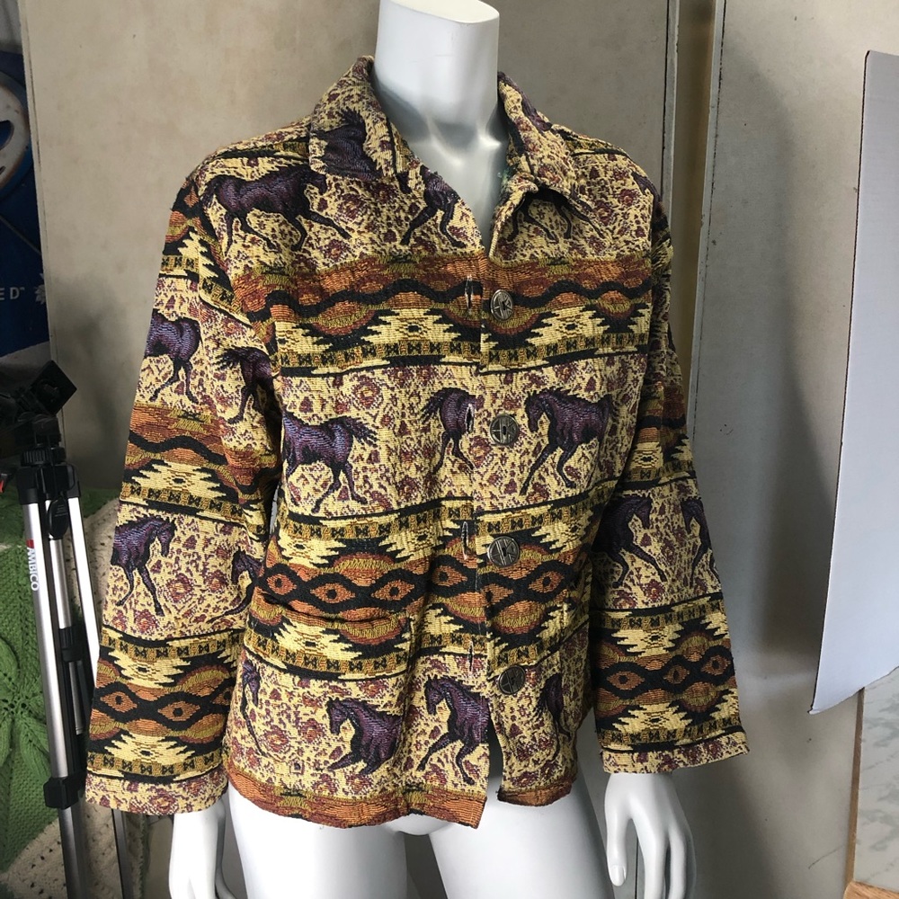 Vintage Women woven horse Jacket - Large